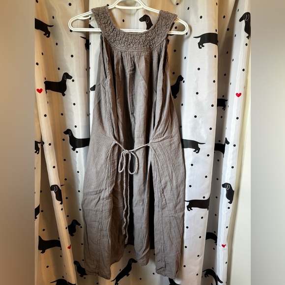 Grey Smocked Halter Midi Sundress - Picture 3 of 3